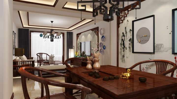 鉑悅山138㎡新中式風(fēng)格案例