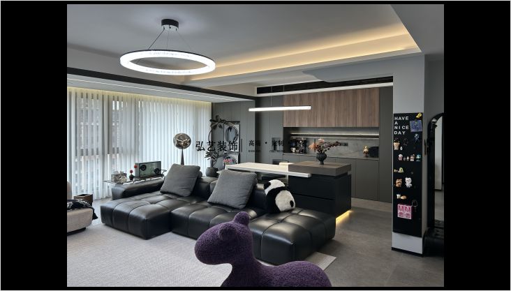 觀塘帝景130㎡黑白灰現(xiàn)代風(fēng)實(shí)景落地